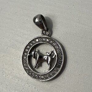 Silver Taurus Pendant with cubic zirconia stones